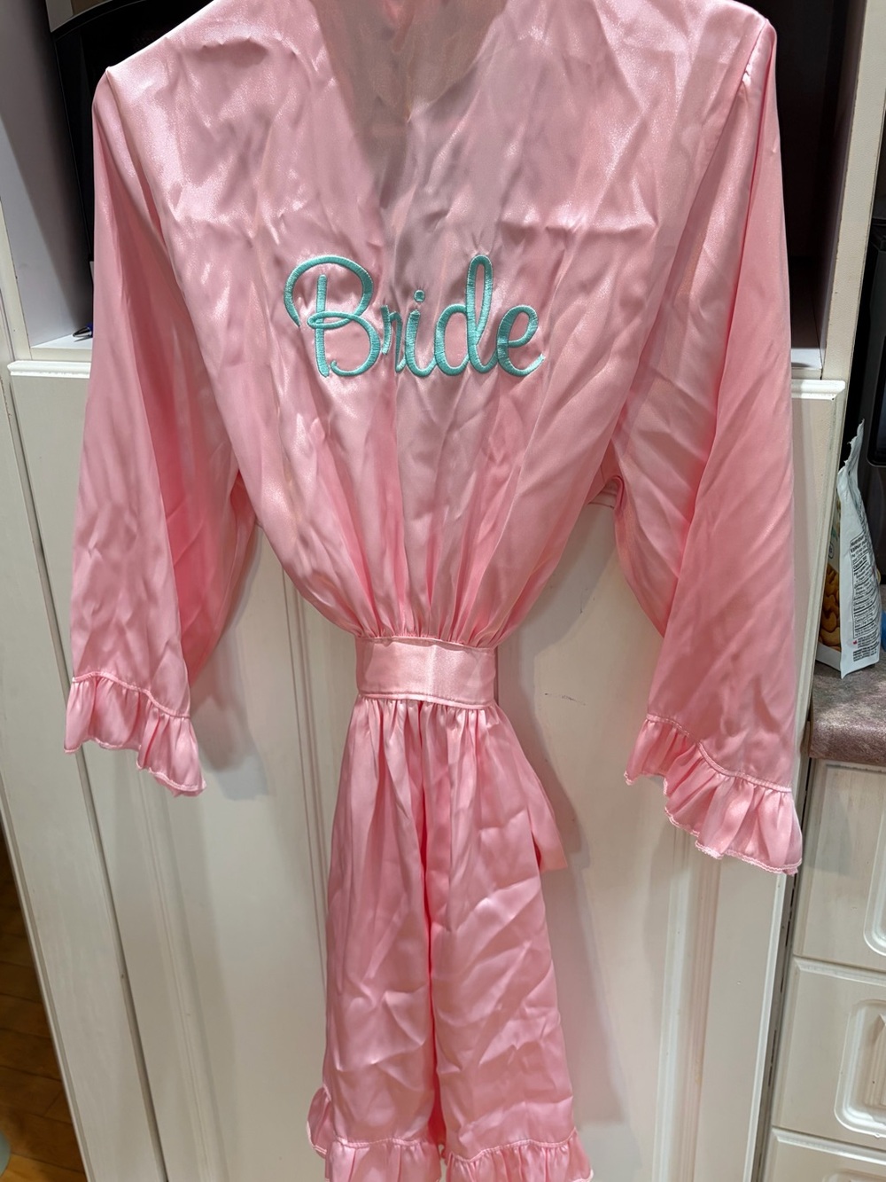Bride Pink Satin Bridal Robe and matching pyjamas - Size XL